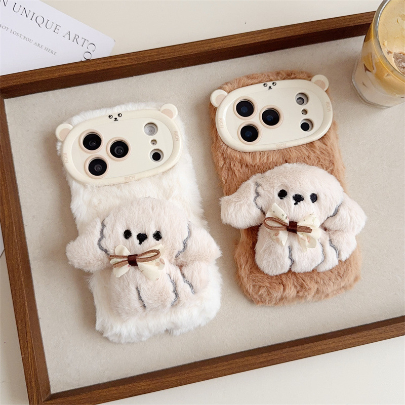 3D Cartoon Bowknot Puppy Warm  - Apple Iphone 15 ulasan dan harga
